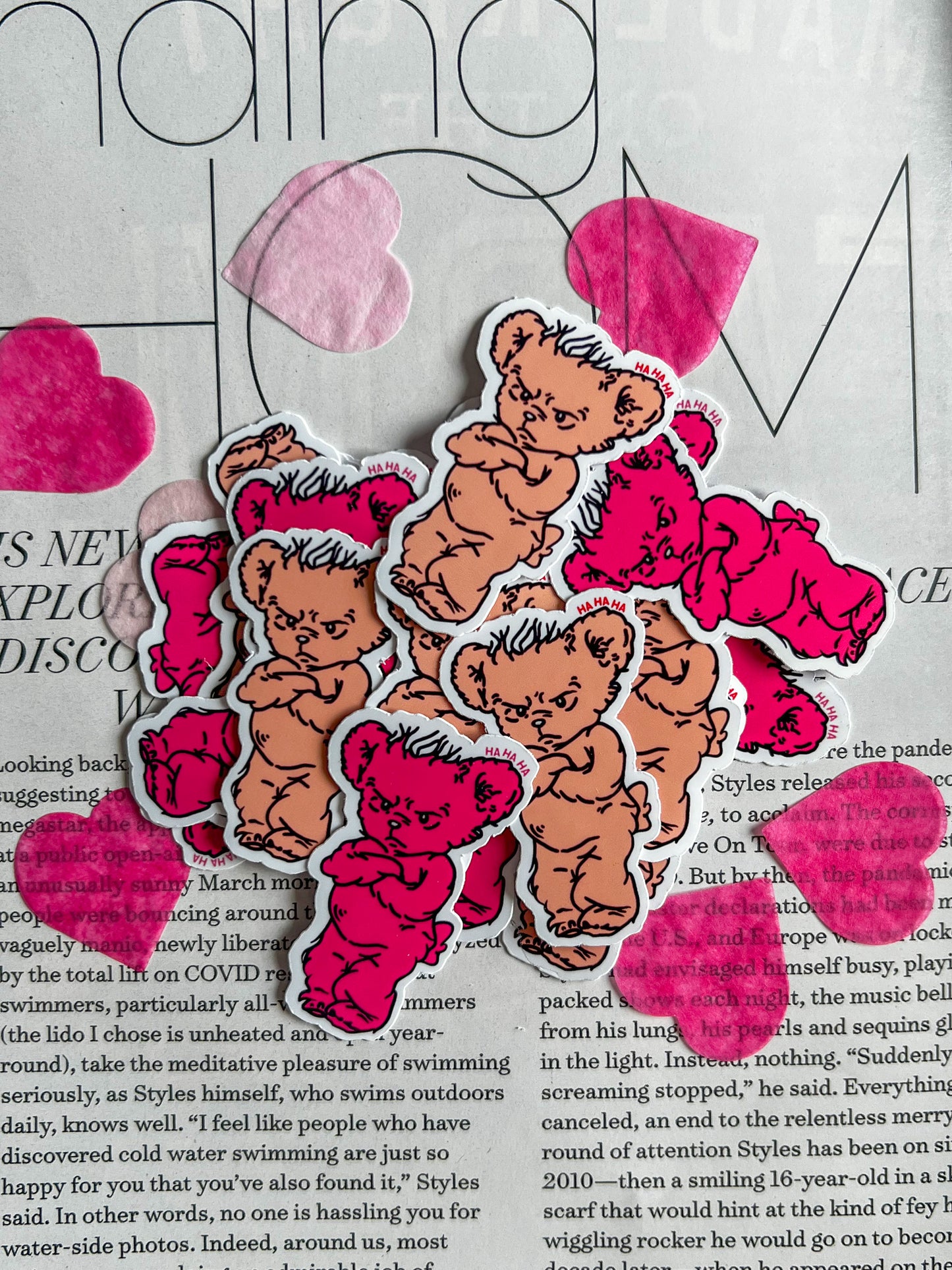 Pink HA HA HA Bear Sticker